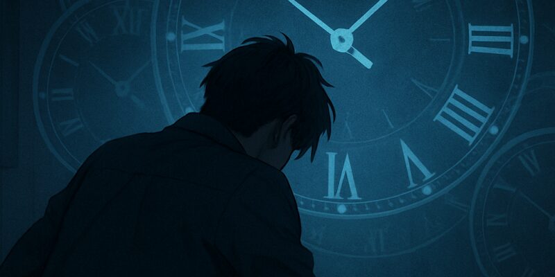 時間を巻き戻す代償に苦しむ主人公の緊張感あふれる表情